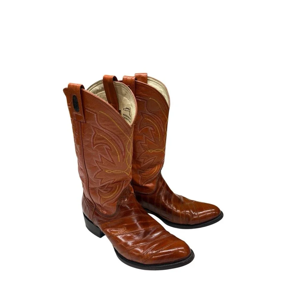 Vintage Y2K Francotirador Men’s Boots Genuine Anguila Eel Skin Cognac Sz 10 1/2